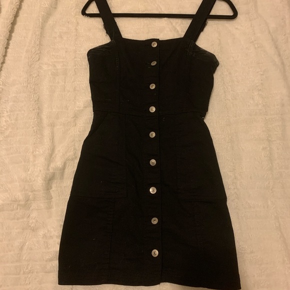 Black button down denim dress - Picture 1 of 1